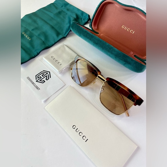 GUCCI SUNGLASSES GG0603S YELLOW SEE THROUGH MENS CLUBMASTER STYLE RX ABLE - Picture 10 of 16